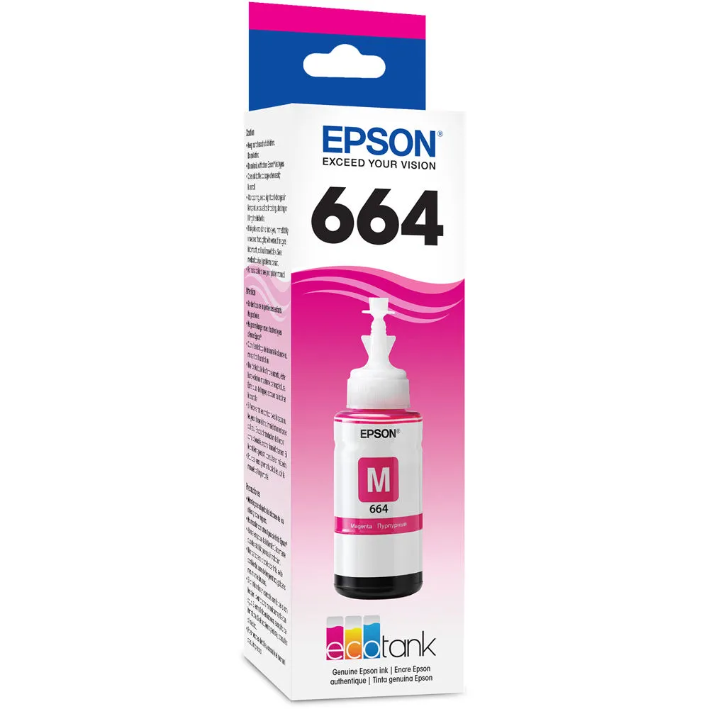 Epson T664 Magenta Ink Bottle with Sensormatic (70mL)