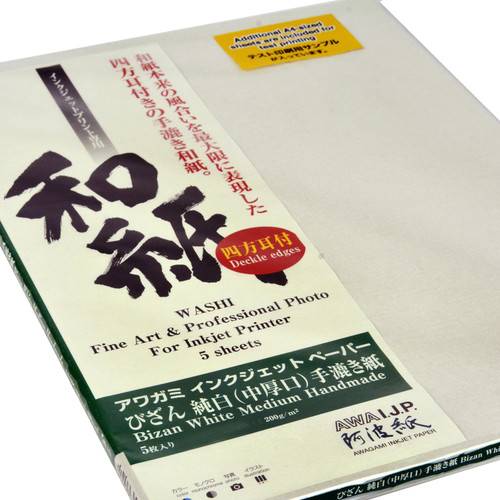 Awagami Factory Bizan Medium White Handmade Paper (A3+, 13 x 19", 5 Sheets)