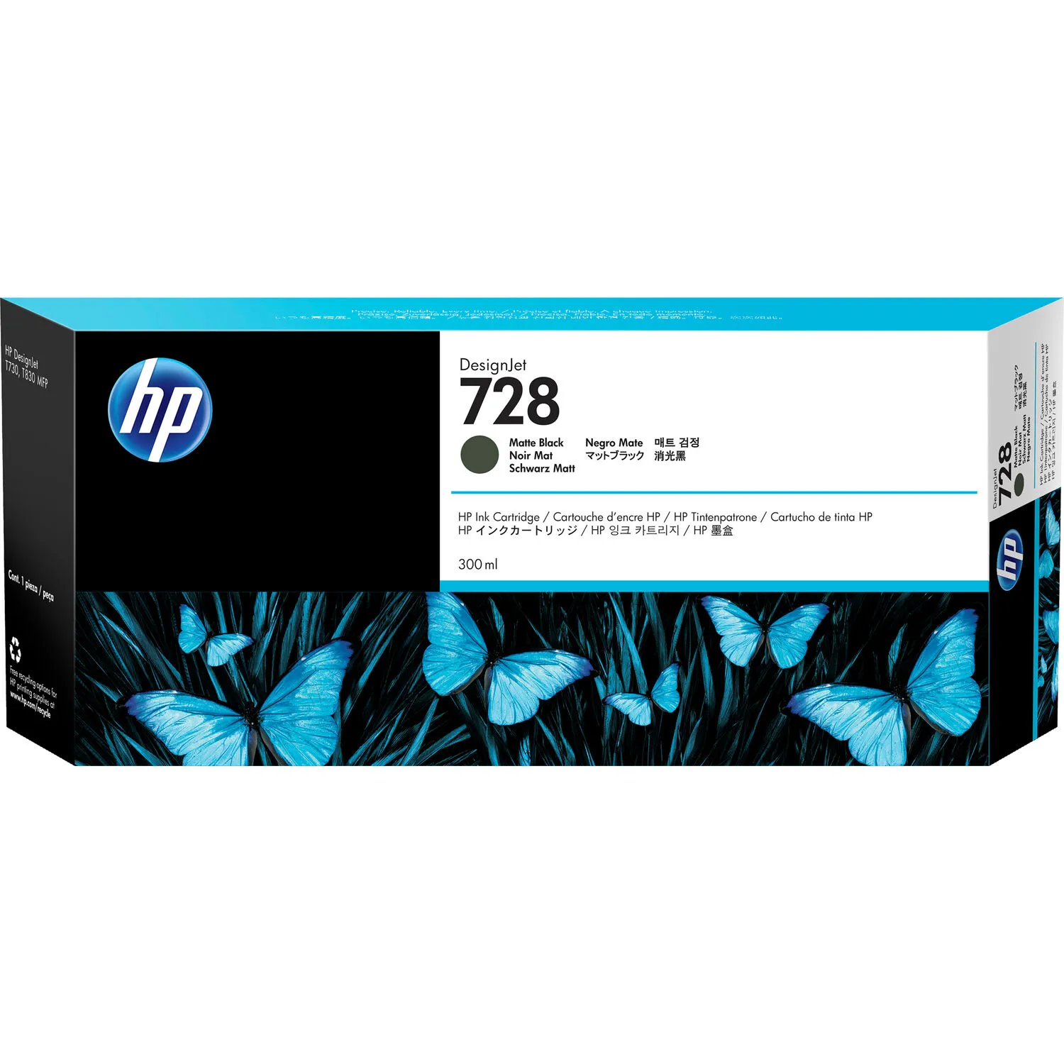 HP 728 Matte Black DesignJet Ink Cartridge (300mL)