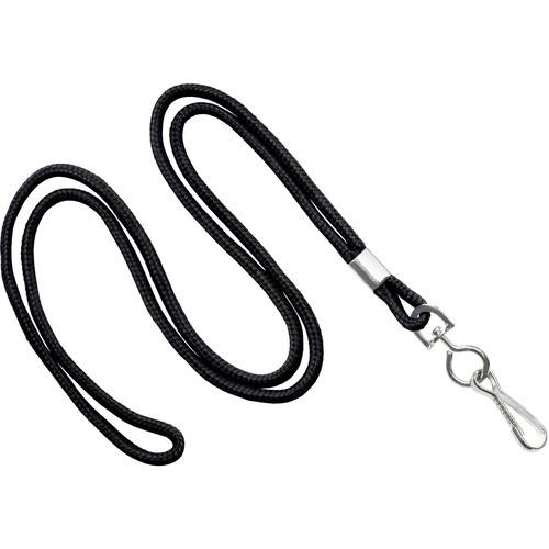 BRADY PEOPLE ID 1/8" Round Standard Lanyard with Swivel Hook (Black, 100-Pack)