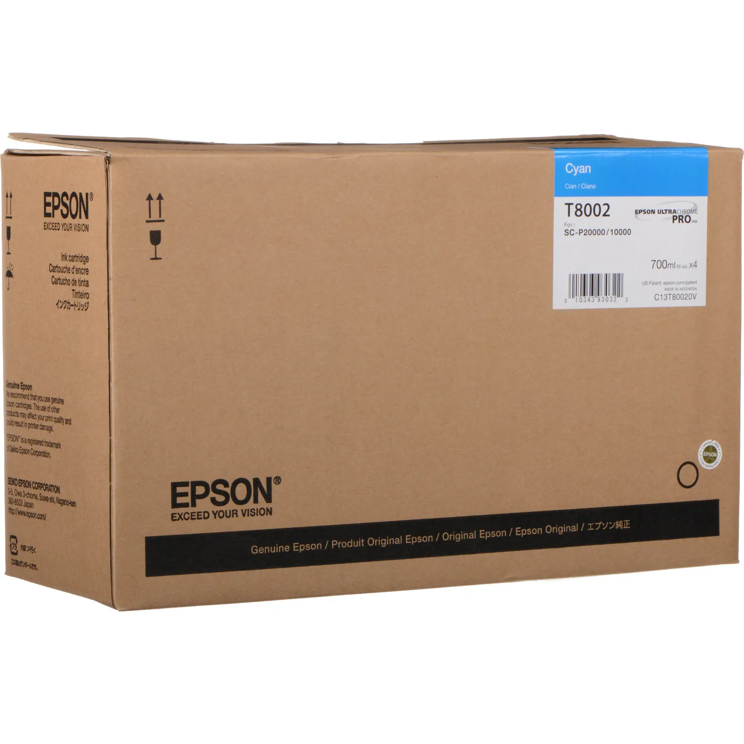 Epson T800200 UltraChrome PRO Cyan Ink Cartridges (700mL, 4-Pack)