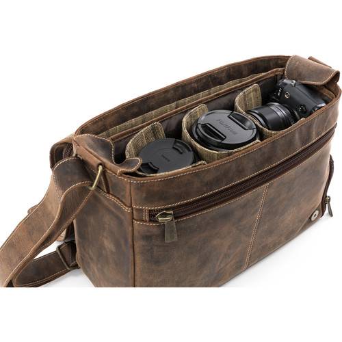 GILLIS LONDON Trafalgar Messenger Leather Camera Bag (Brown)