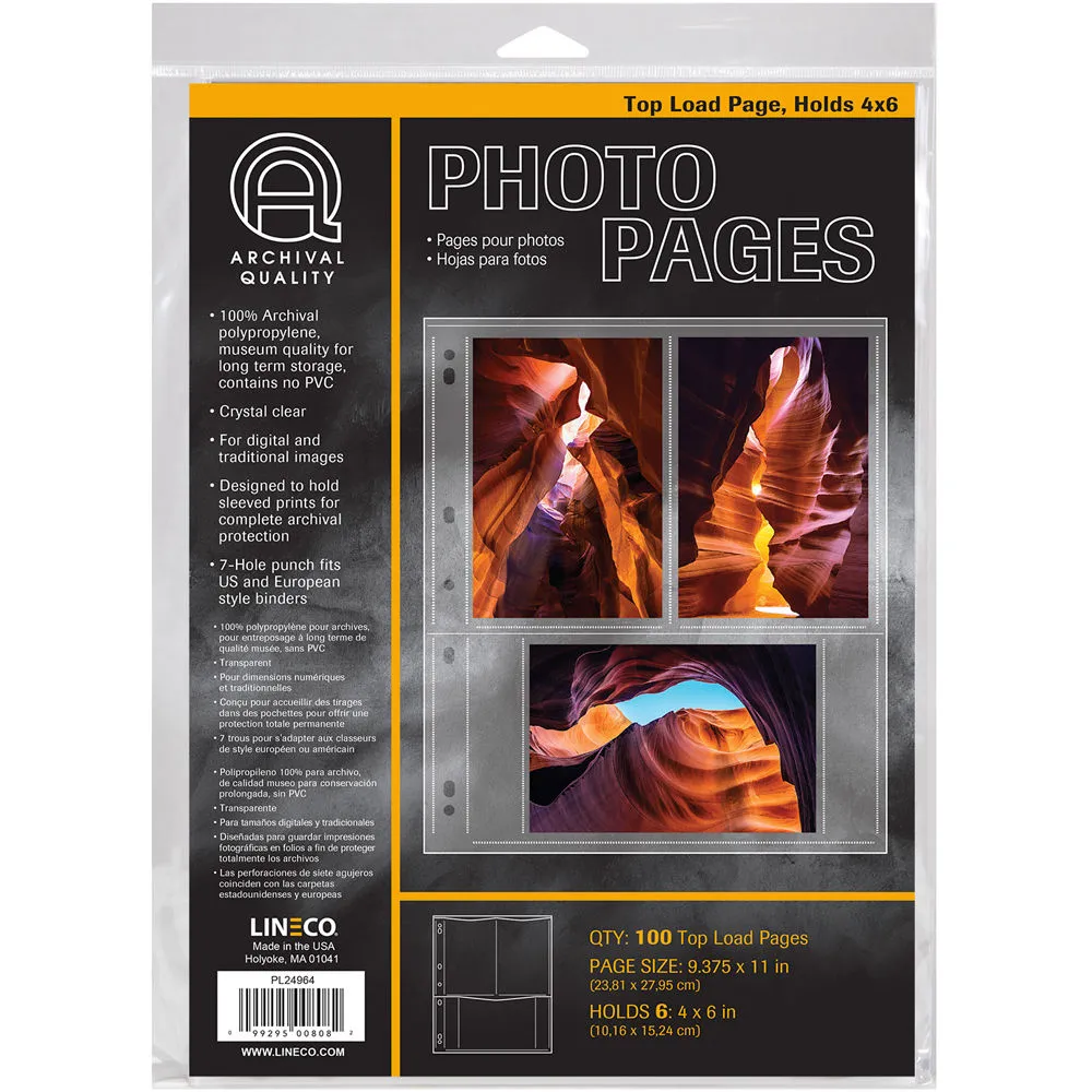 Lineco Polypropylene Photo Album Pages (4 x 6", 100-Pack)