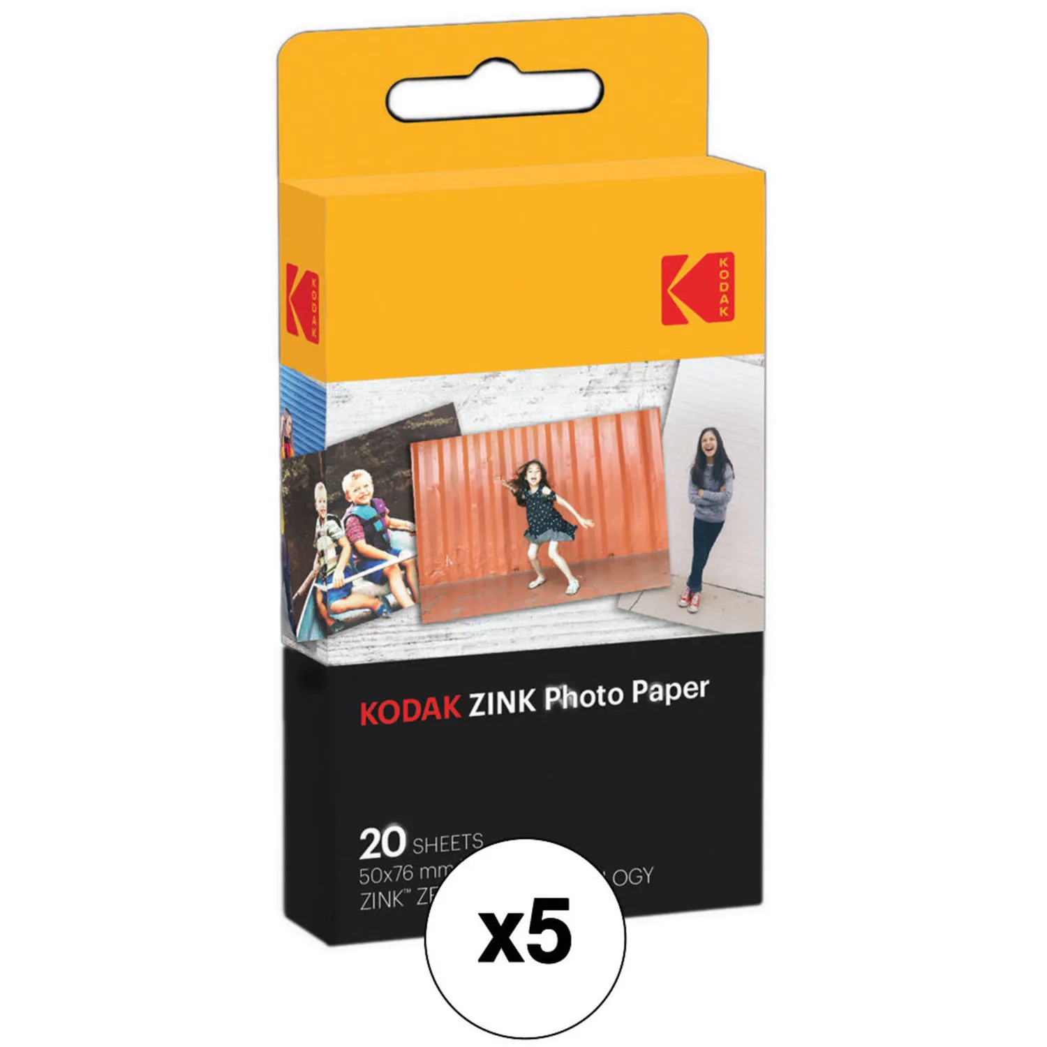 Kodak 2 x 3" ZINK Photo Paper (5 Packs of 20 Sheets)