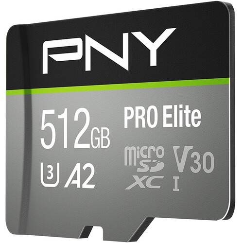 PNY 512GB PRO Elite UHS-I microSDXC Memory Card with SD Adapter