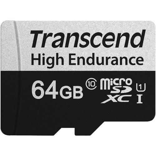 Transcend 64GB High Endurance 350V UHS-I microSDXC Memory Card with SD Adapter
