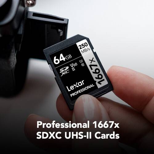 Lexar 64GB Professional 1667x UHS-II SDXC Memory Card (2-Pack)