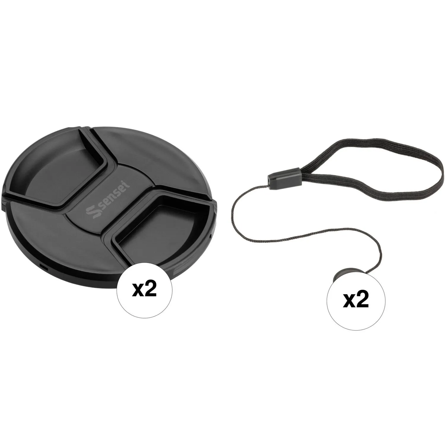 Sensei 105mm Center Pinch Snap-On Lens Cap and Cap Keeper Lens Cap Holder Kit (2-Pack)