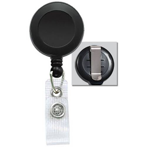 BRADY PEOPLE ID Badge Reel with Reinforced Vinyl Strap &amp; Belt Clip (Black, 25-Pack)
