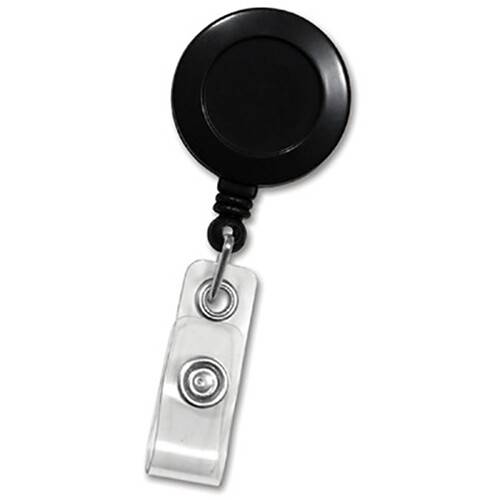BRADY PEOPLE ID Round Badge ID Reel with Strap &amp; Side Clip (Black, 25-Pack)