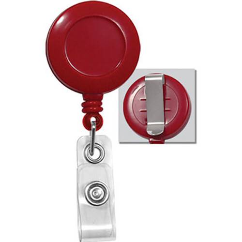 BRADY PEOPLE ID Round Badge ID Reel with Strap &amp; Side Clip (Red, 25-Pack)