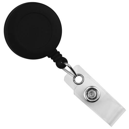 BRADY PEOPLE ID Round Badge ID Reel with Strap &amp; Swivel Clip (Black, 25-Pack)