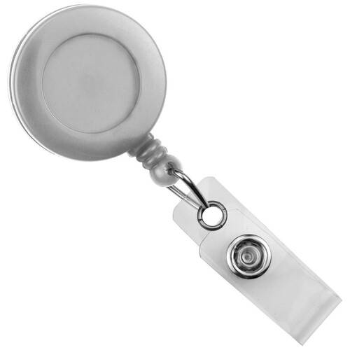 BRADY PEOPLE ID Round Badge ID Reel with Strap &amp; Swivel Clip (White, 25-Pack)