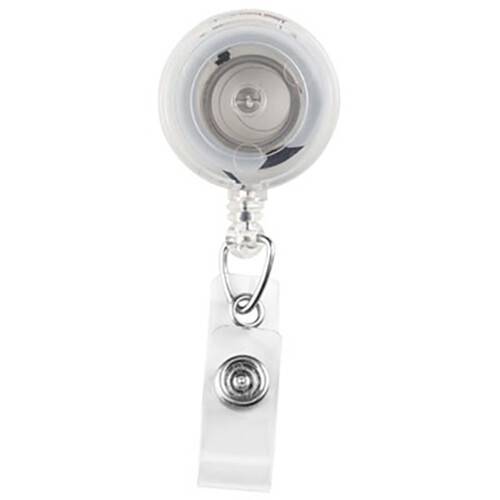 BRADY PEOPLE ID Round Badge ID Reel with Strap &amp; Swivel Clip (Translucent Clear, 25-Pack)