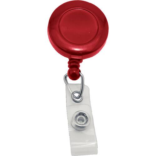 IDP Badge Reel with Slide Clip and Clear Strap (Red, 100-Pack)