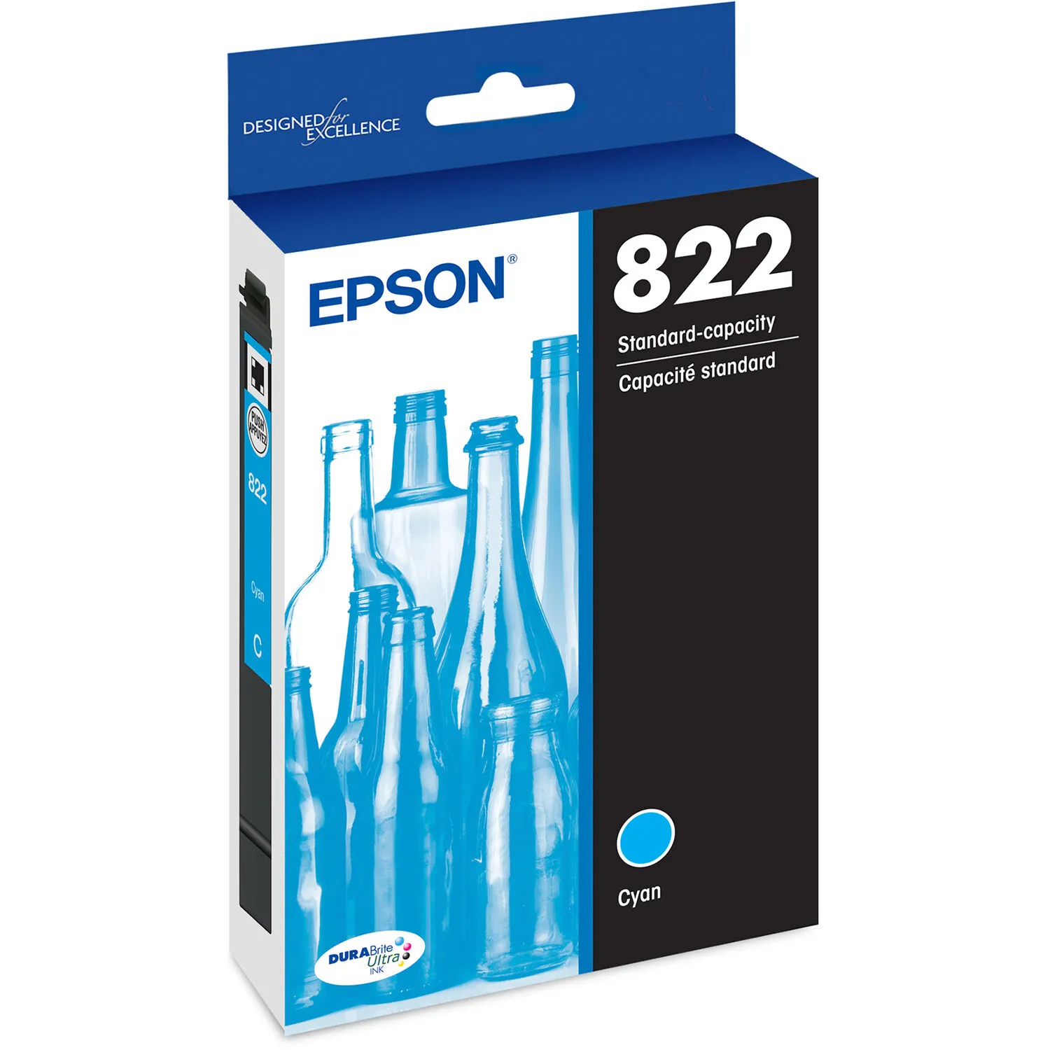 Epson T822 Cyan Standard Capacity Ink Cartridge with Sensormatic