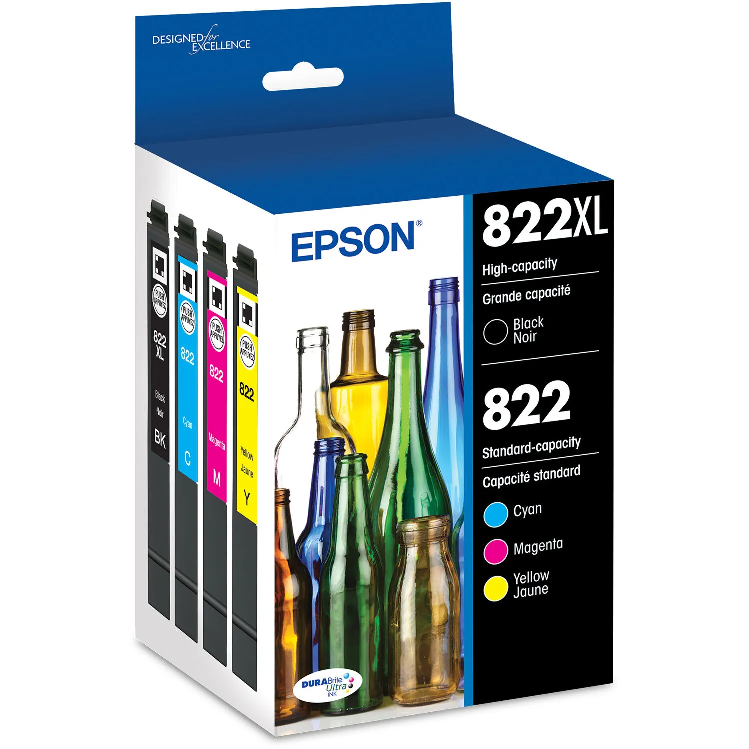 Epson T822 High Capacity Black and Standard Capacity Color Combo Pack