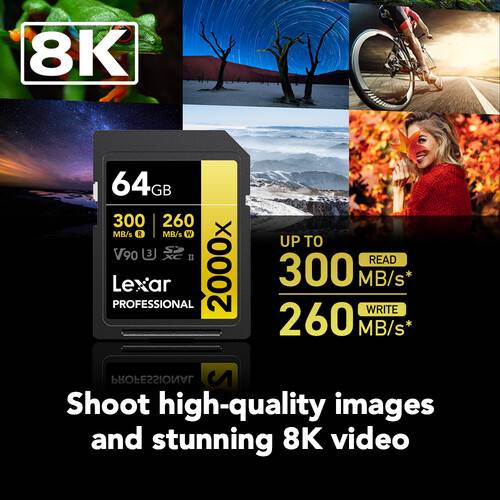 Lexar 64GB Professional 2000x UHS-II SDXC Memory Card