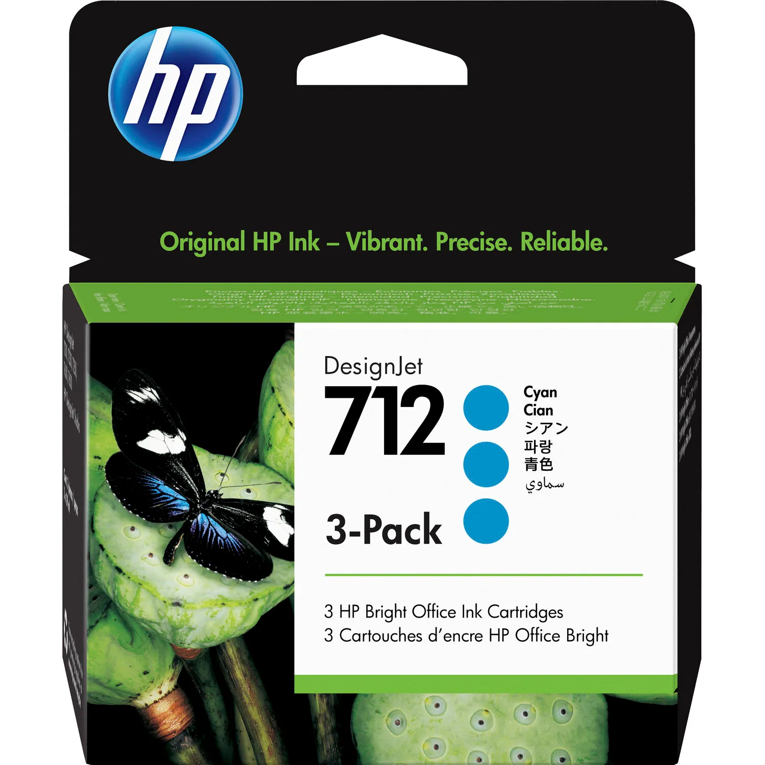HP 712 Standard-Capacity Cyan Ink Cartridge (3-Pack)