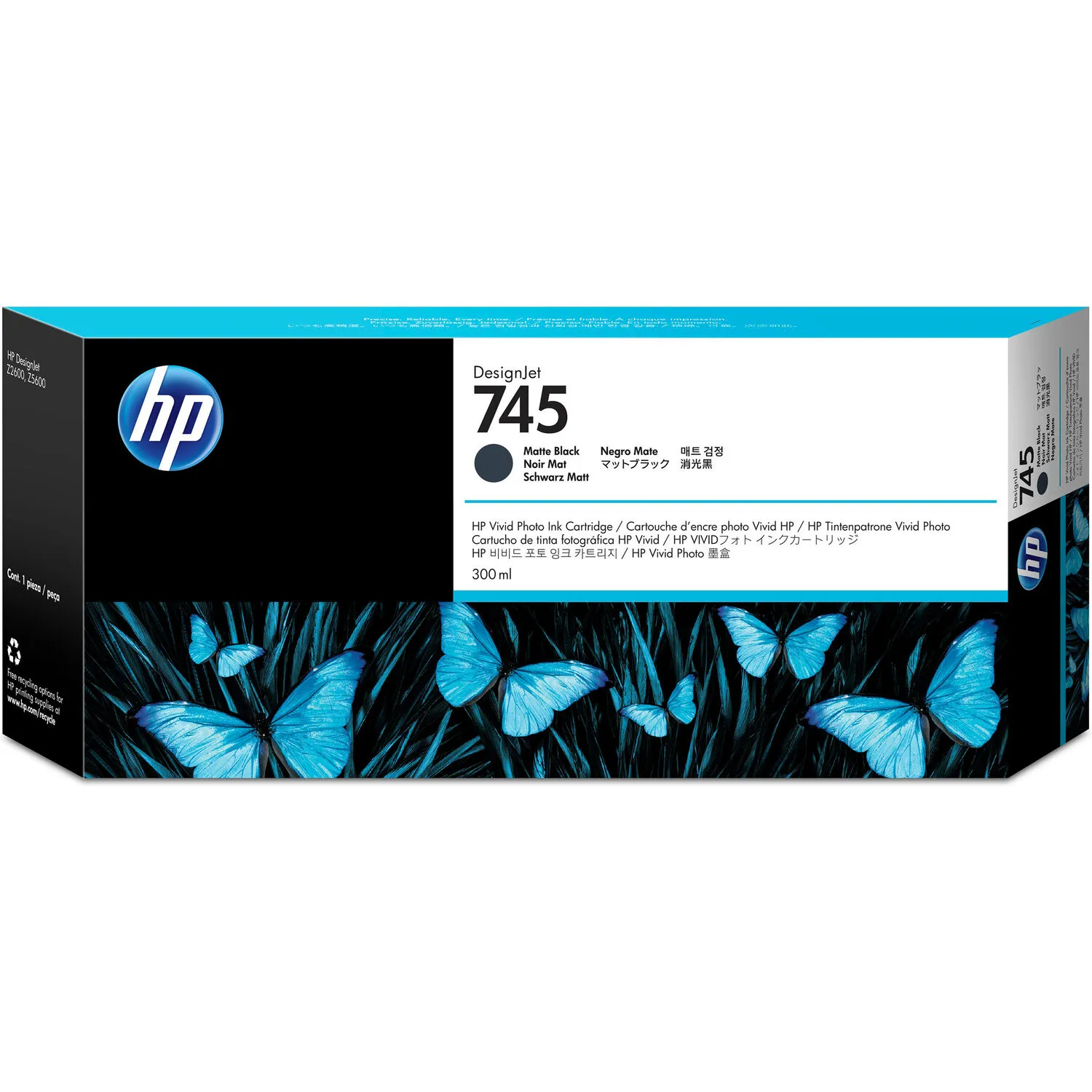 HP 745 DesignJet High-Capacity Matte Black Ink Cartridge (300mL)