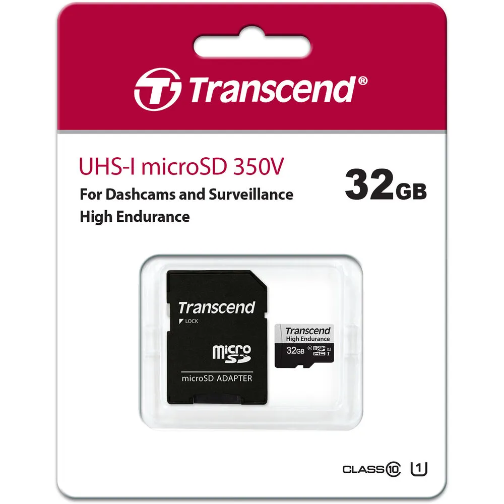 Transcend 32GB High Endurance 350V UHS-I microSDHC Memory Card with SD Adapter