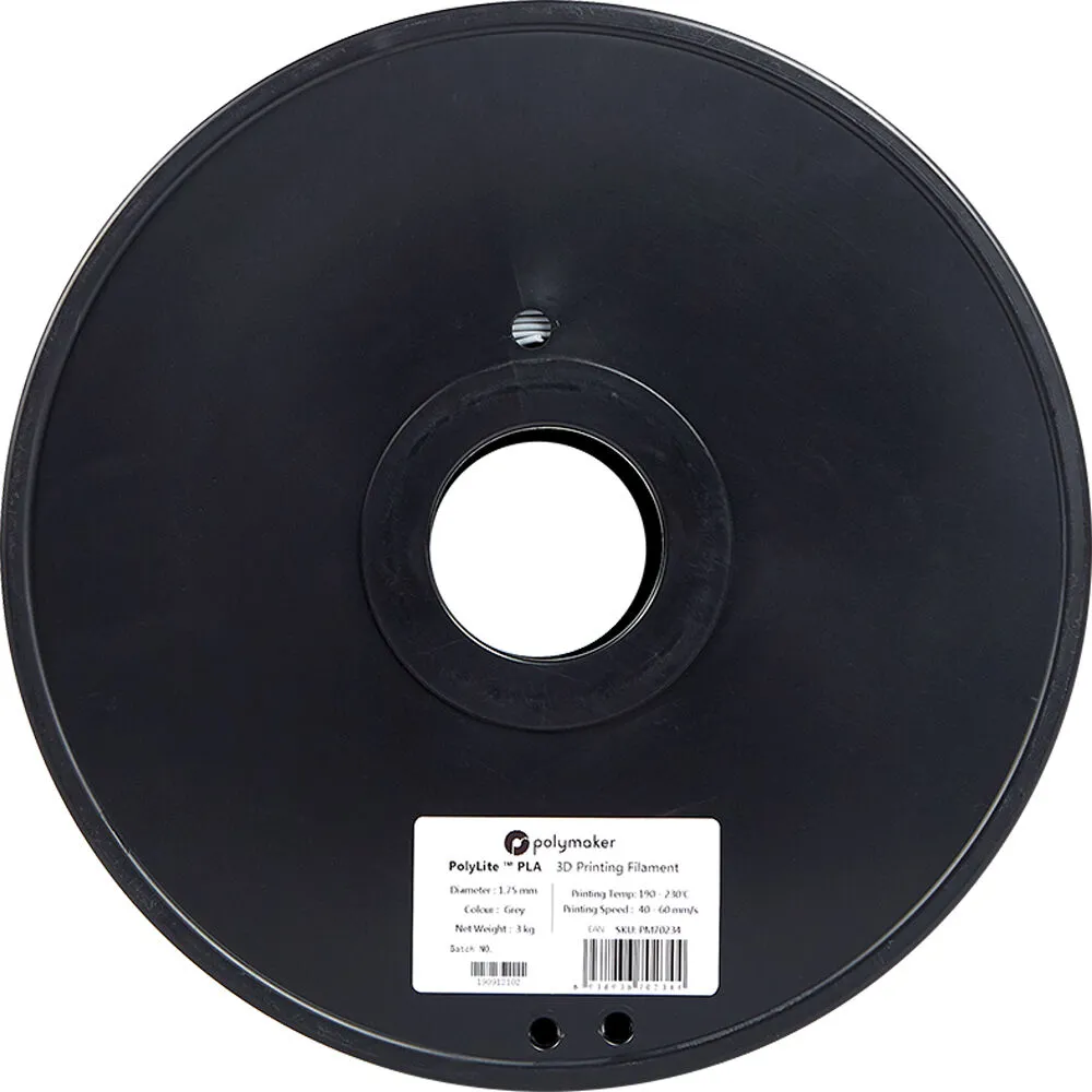 Polymaker PolyLite PLA 3D Printing Filament 6.6 lb (1.75mm Diameter, Gray)