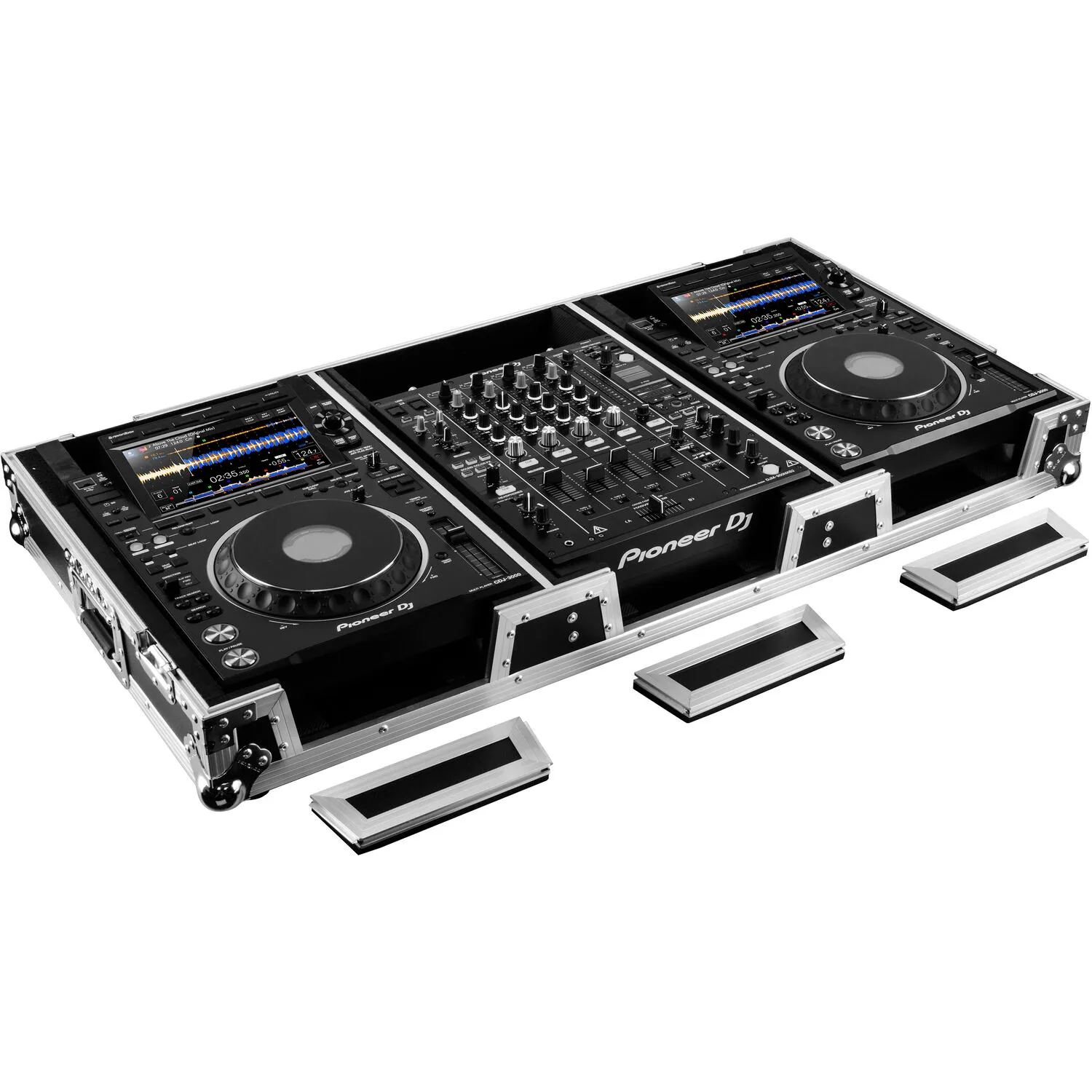 Odyssey Flight Zone Extra-Deep Coffin Flight Case for 12" DJ Mixer and Two Large-Format Media Players (Black and Silver)