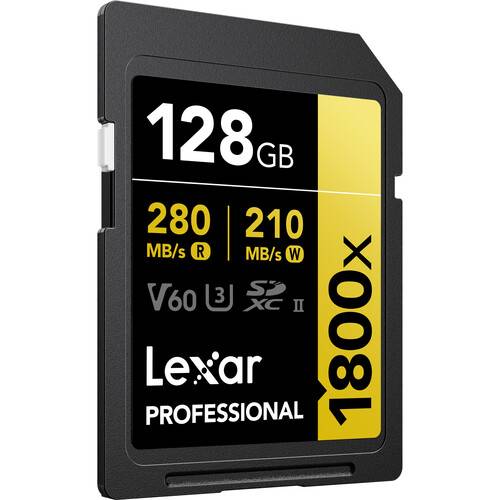 Lexar 128GB Professional 1800x UHS-II SDXC Memory Card (GOLD Series, 2-Pack)