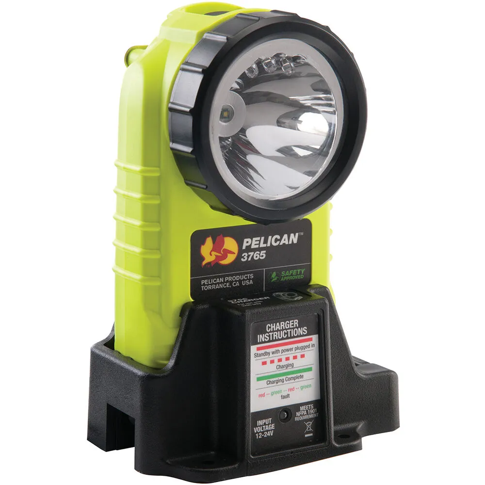 Pelican 3765PL Rechargeable Right-Angle LED Flashlight 2022 (Yellow with Photoluminescent Ring)