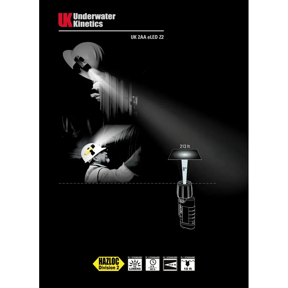 Underwater Kinetics 2AA eLED Z2 Flashlight (Black)