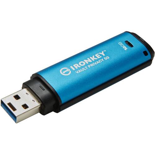 Kingston 16GB IronKey Vault Privacy 50 Series USB-A 3.2 Gen 1 Flash Drive (TAA Compliant)