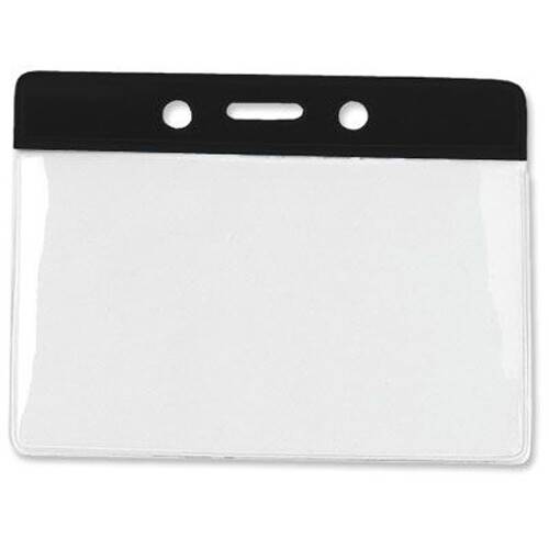 BRADY PEOPLE ID Vinyl Horizontal Badge Holder with Black Top Bar (3.81 x 2.63", 100-Pack)