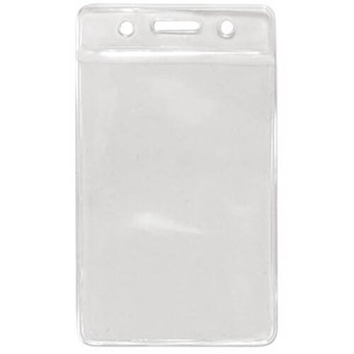 BRADY PEOPLE ID Clear Vinyl Vertical Badge Holder with Clear Color Bar (3.75 x 2.63", 100-Pack)