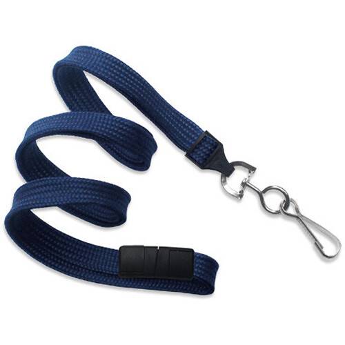 BRADY PEOPLE ID 3/8" Breakaway Lanyard with Universal Slide Adapter & Swivel Hook (Navy Blue, 100-Pack)