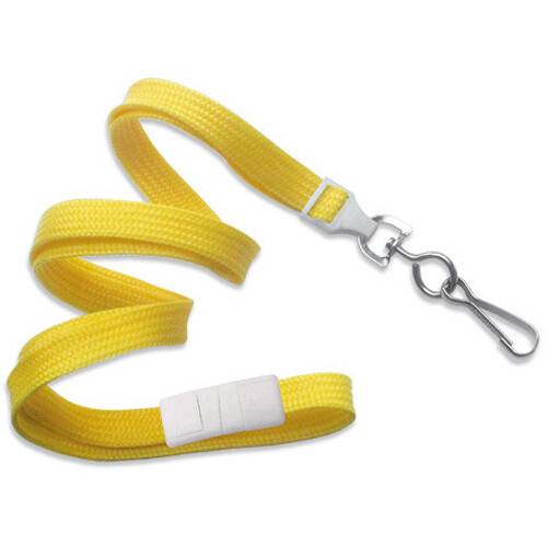 BRADY PEOPLE ID 3/8" Breakaway Lanyard with Universal Slide Adapter &amp; Swivel Hook (Yellow, 100-Pack)