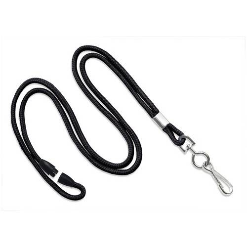 BRADY PEOPLE ID Lanyard with Breakaway &amp; Nickel-Plated Steel Swivel-Hook (1/8", Black, 100-Pack)
