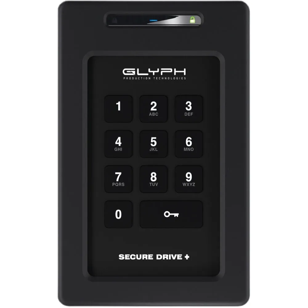 Glyph Technologies SecureDrive+ Professional Encrypted External Hard Disk Drive with Keypad