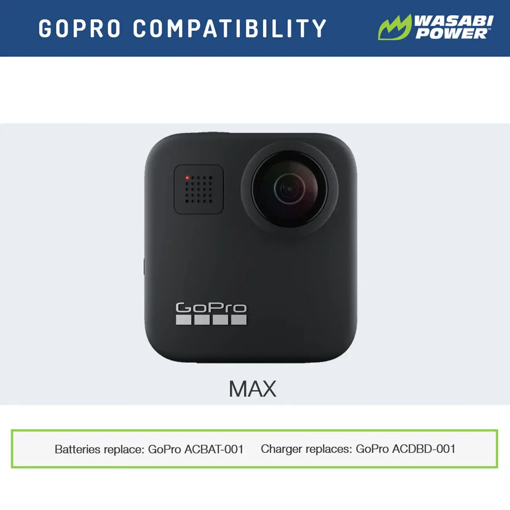 Wasabi Power Dual-Bay Charger and Lithium-Ion Battery Bundle for GoPro MAX