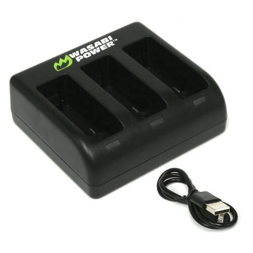 Wasabi Power Three-Bay Battery Charger with USB Cable for GoPro MAX Batteries