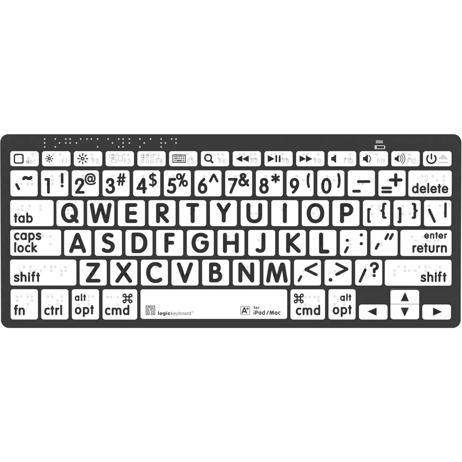 Logickeyboard Braille/LargePrint Black-on-White Wireless Keyboard (Mac and iOS, US English)