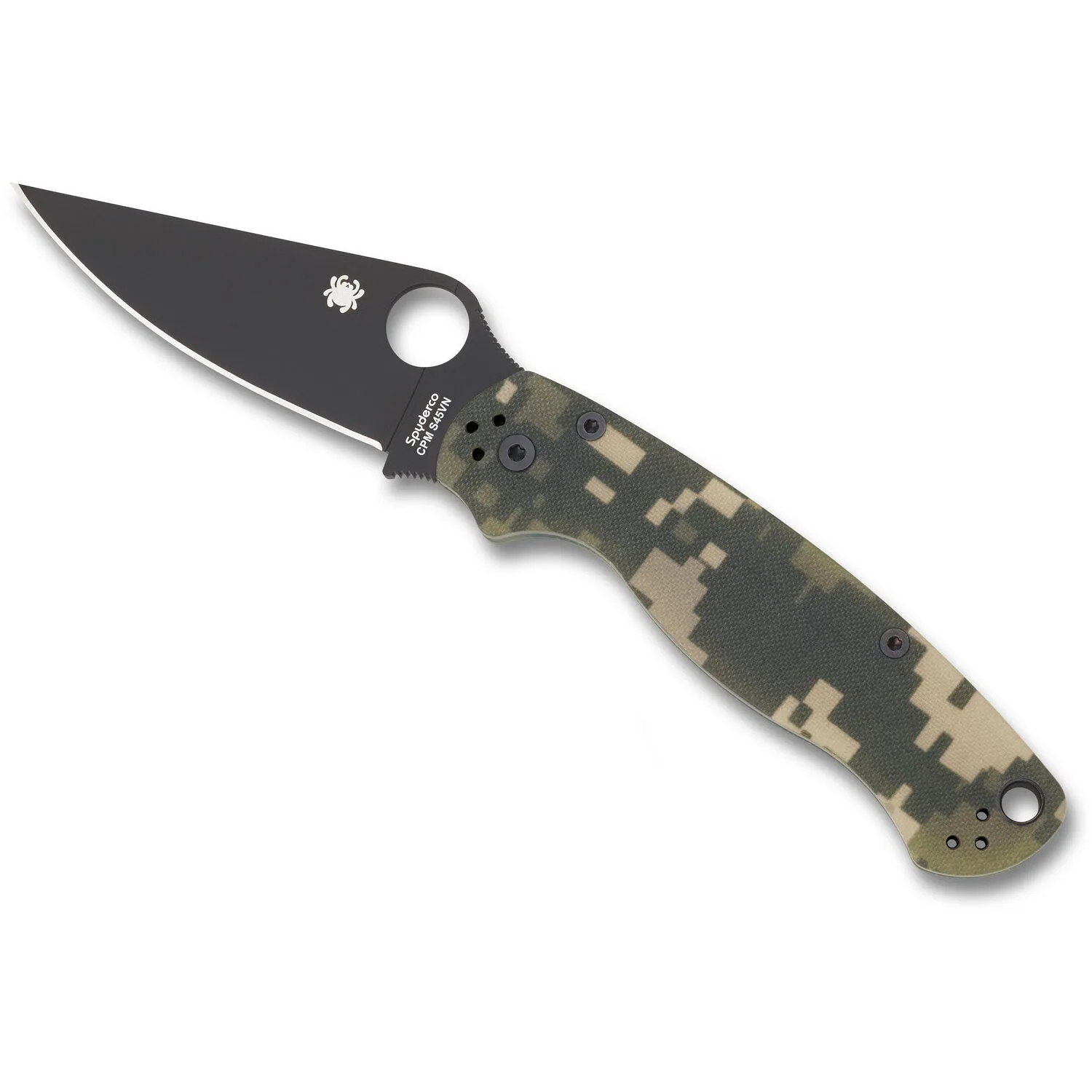 Spyderco Para Military 2 Folding Knife (Black Blade, Digital Camo Handle)