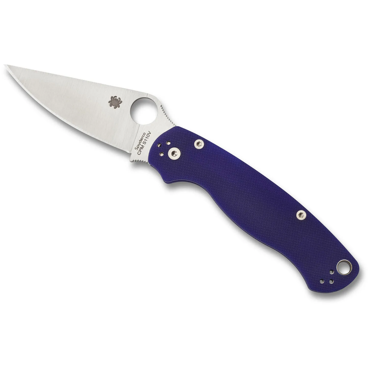 Spyderco Para Military 2 Folding Knife (Satin Blade, Blue/Purple Handle)