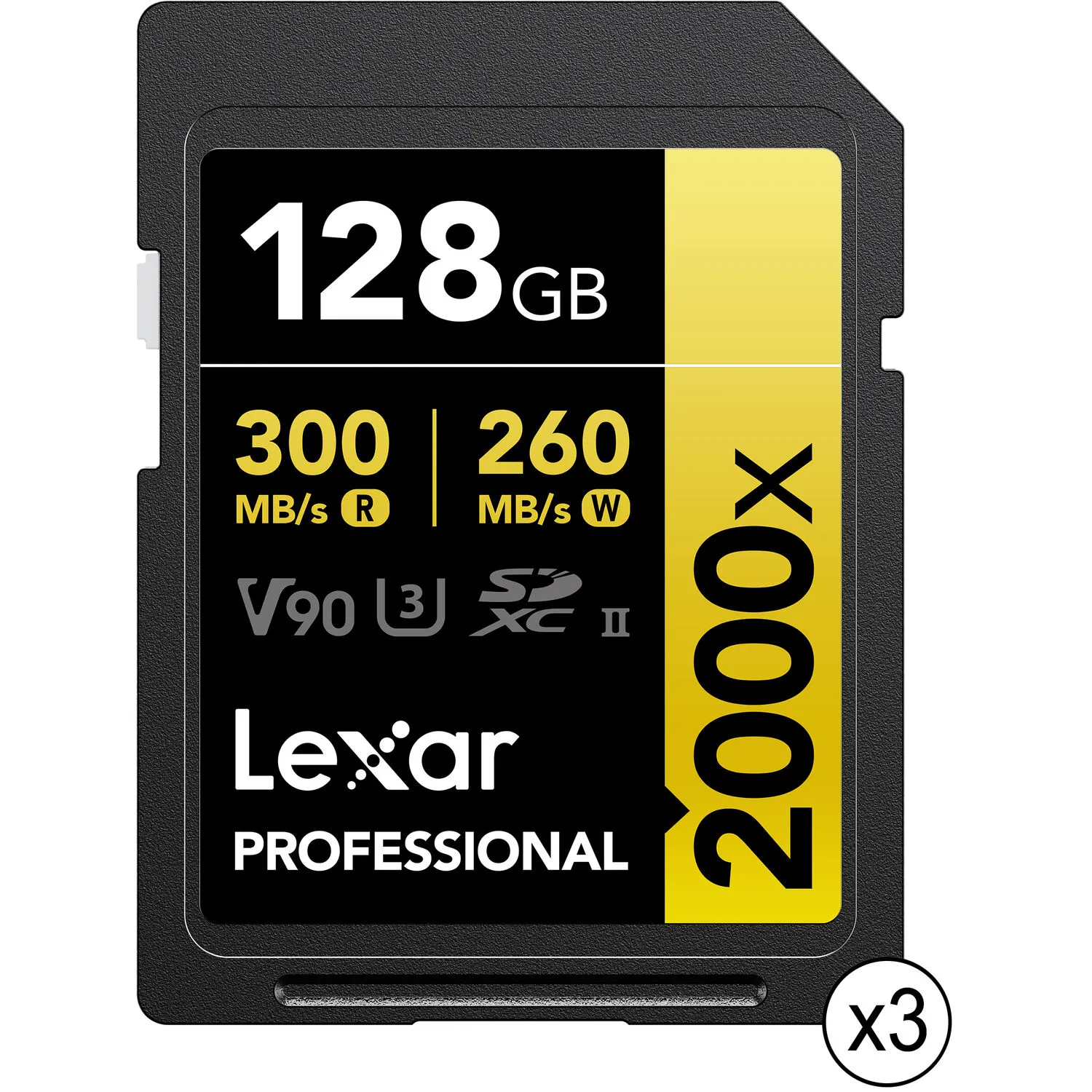 Lexar 128GB Professional 2000x UHS-II SDXC Memory Card (3-Pack)