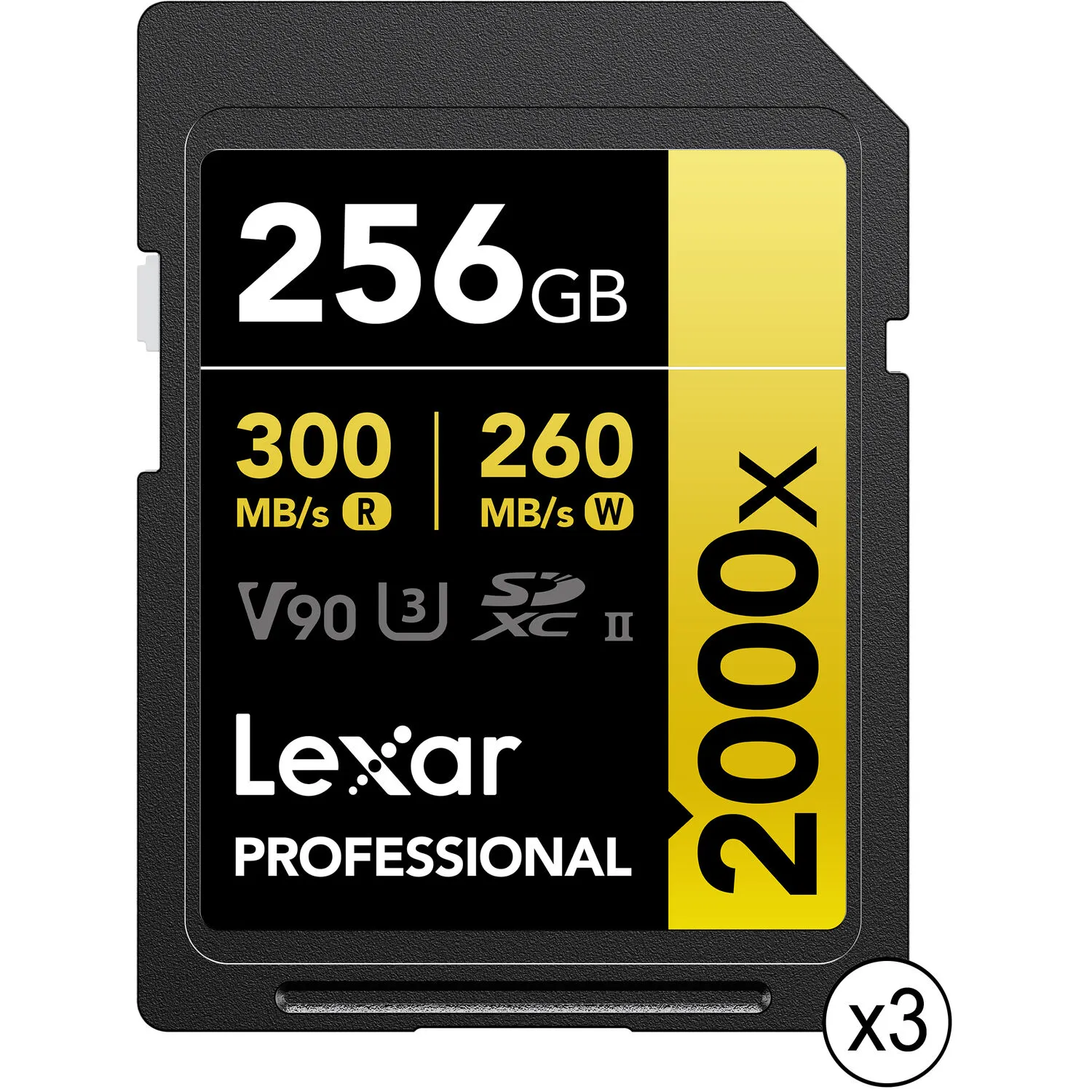 Lexar 256GB Professional 2000x UHS-II SDXC Memory Card (3-Pack)