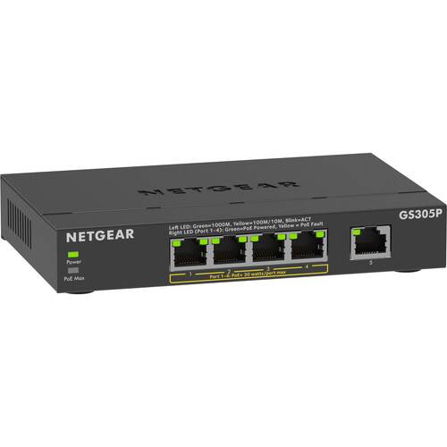 NETGEAR GS305P 5-Port Gigabit PoE+ Compliant Unmanaged Network Switch
