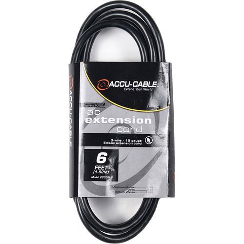 American DJ Accu-Cable Indoor-Outdoor General Purpose IEC Extension Cord (6', 3-Pack)