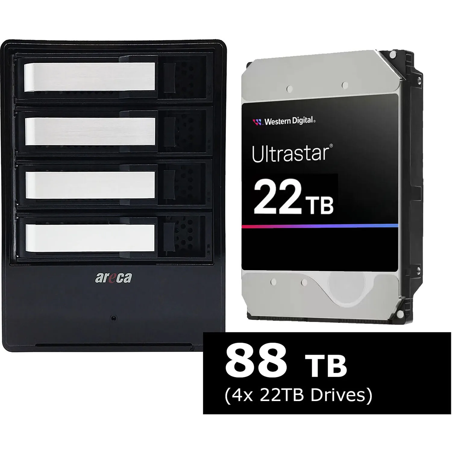 Areca ARC-8050T3U 88TB 4-Bay Thunderbolt 3 RAID Array (4 x 22TB)