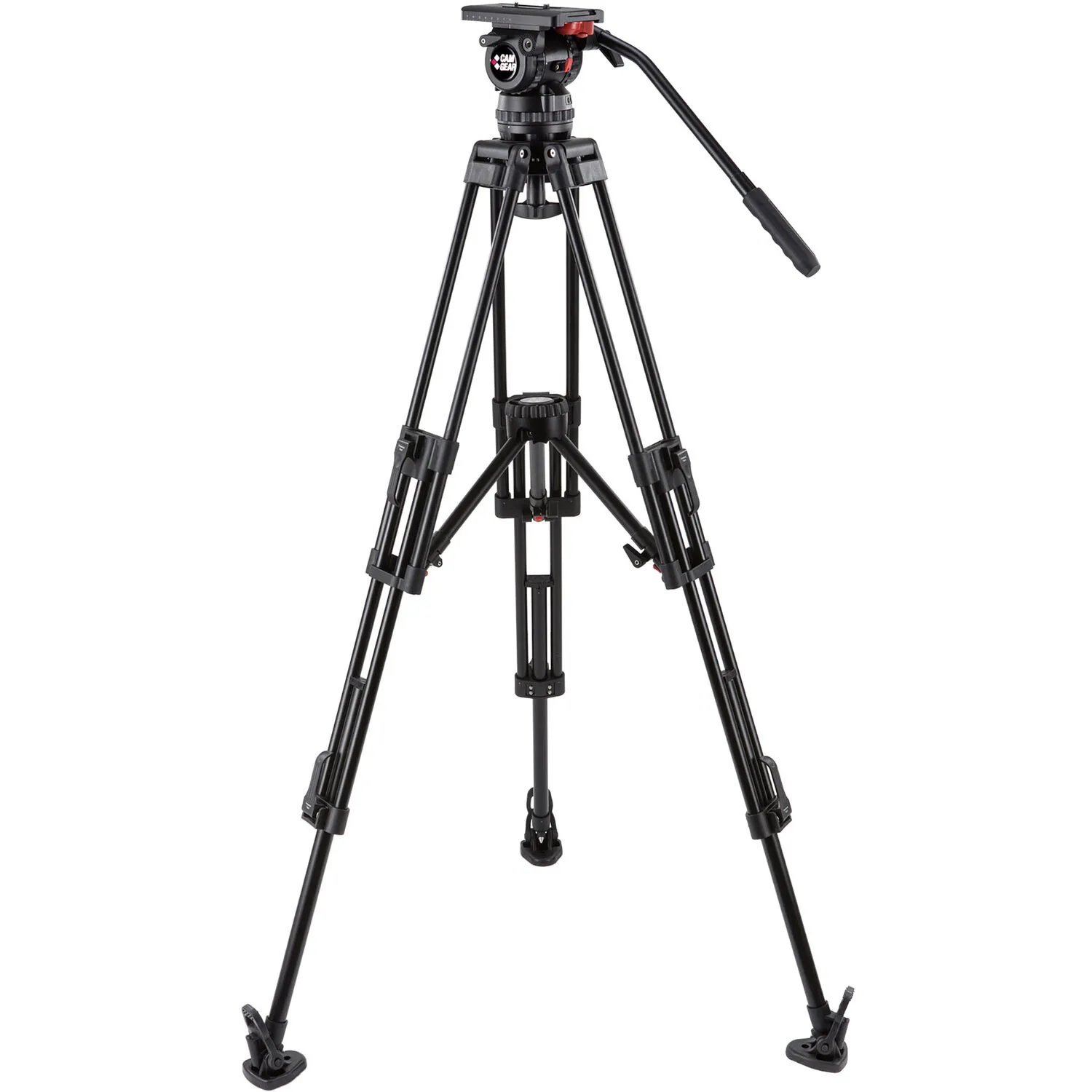 Camgear V15P Fluid Head & ENG/AL2 Aluminum Tripod with Mid-Level Spreader System