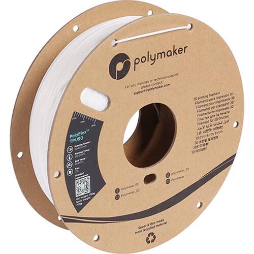 Polymaker 2.85mm PolyFlex TPU90 Filament (750g, White)