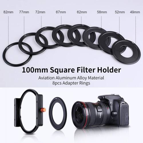 K&amp;F Concept Square Filter Metal Holder with Adapter Ring Set (100mm)